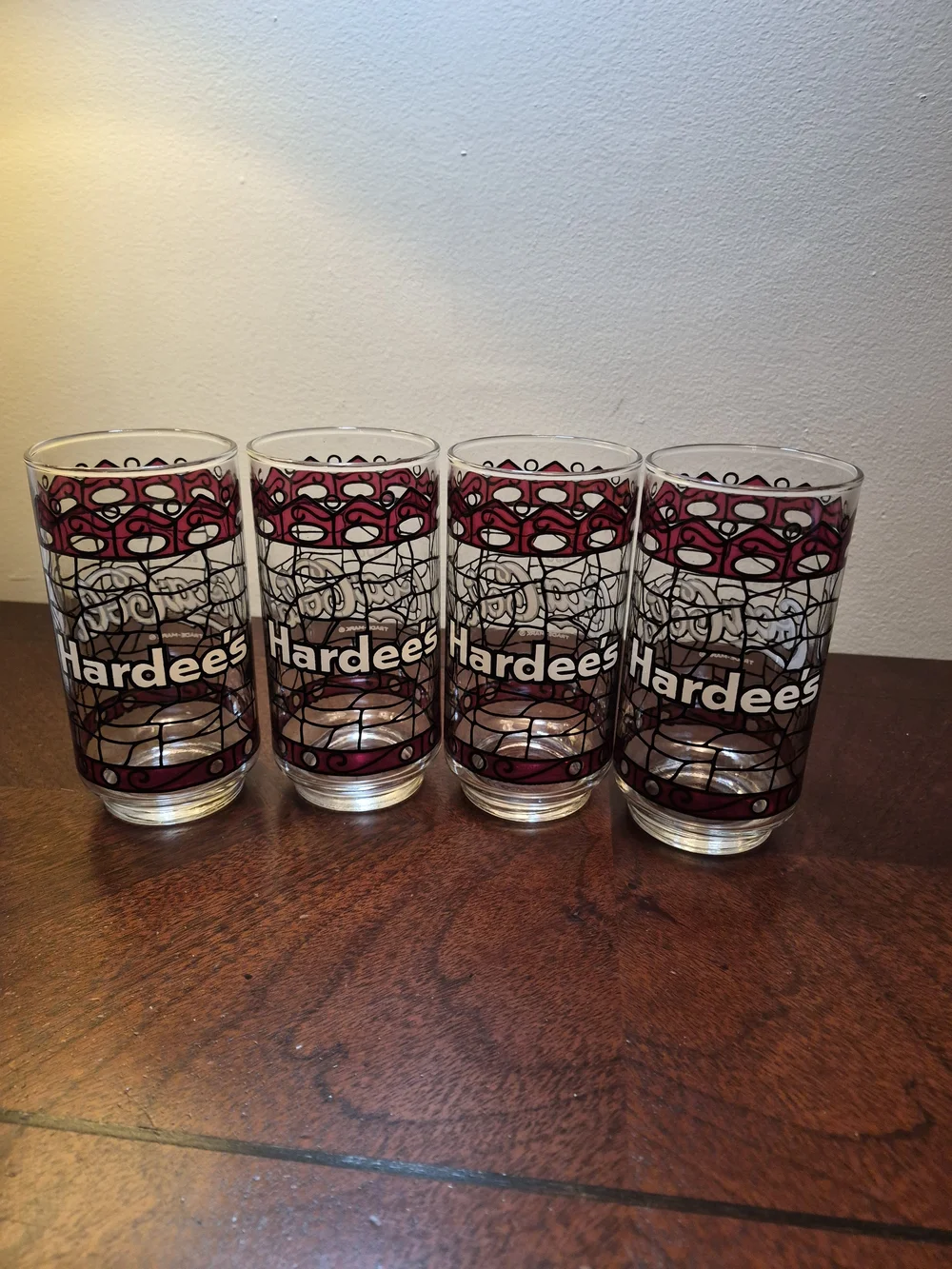 Vintage Coca Cola Clear Glasses with‎ Hardees On Side And Coca Cola  - Set of 4
